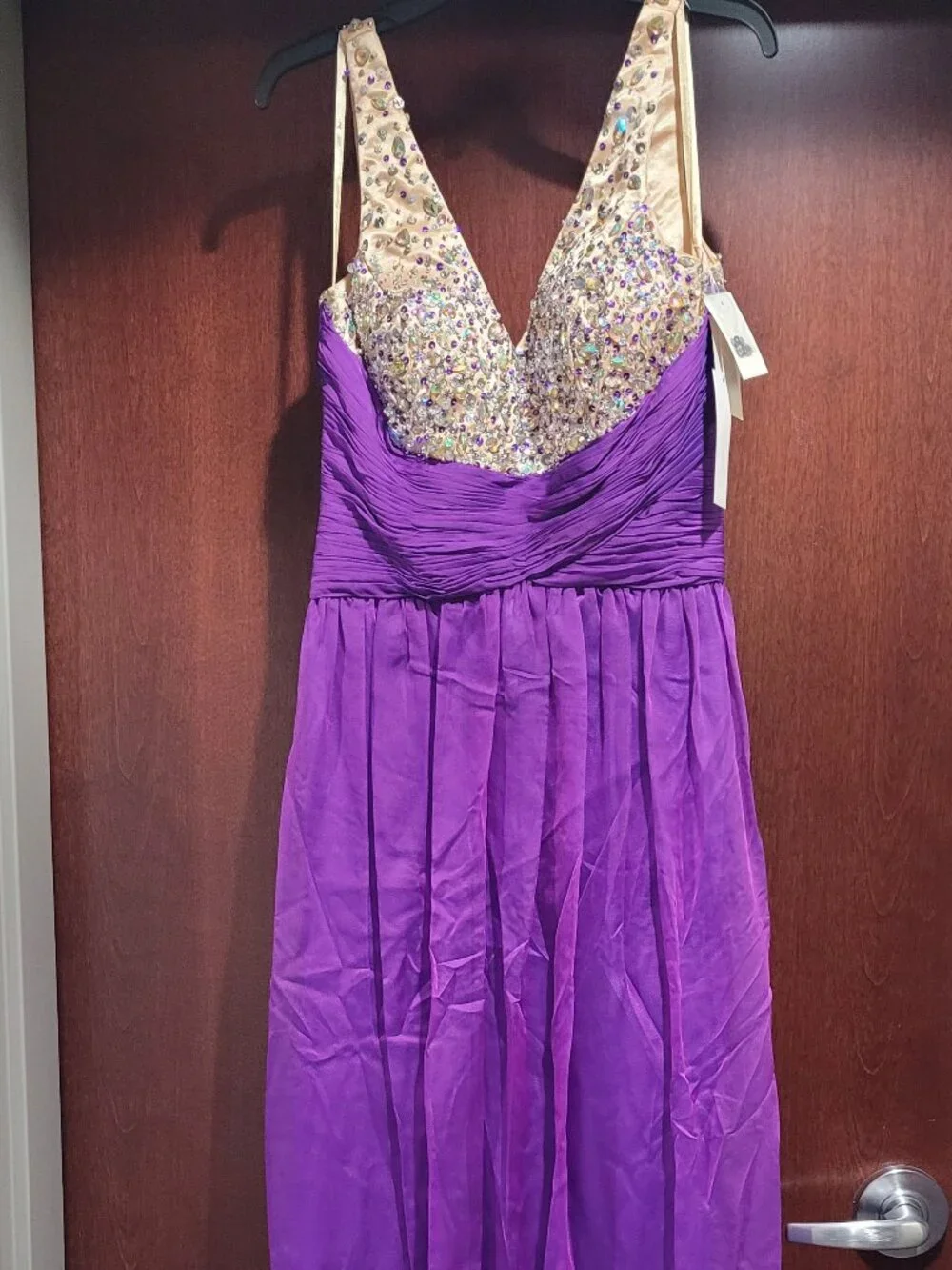 prom dresses size 8 Plus-Size Sequin-Bodice Long Prom Dress CD0217C Deep Blue / 16